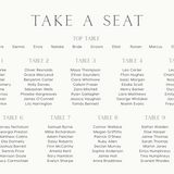 Minimalist White wedding seating plan personalised - custom wedding seating chart