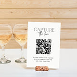 minimalist guest photo sharing QR code sign - personalised wedding reception sign