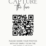 minimalist guest photo sharing QR code sign - personalised wedding reception sign