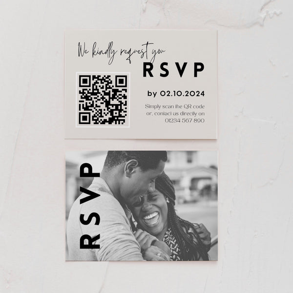 modern wedding RSVP with QR - personalised wedding RSVPs invitations