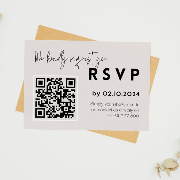 modern wedding RSVP with QR - personalised wedding RSVPs invitations