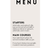 modern personalised wedding menu - affordable personalised wedding stationery