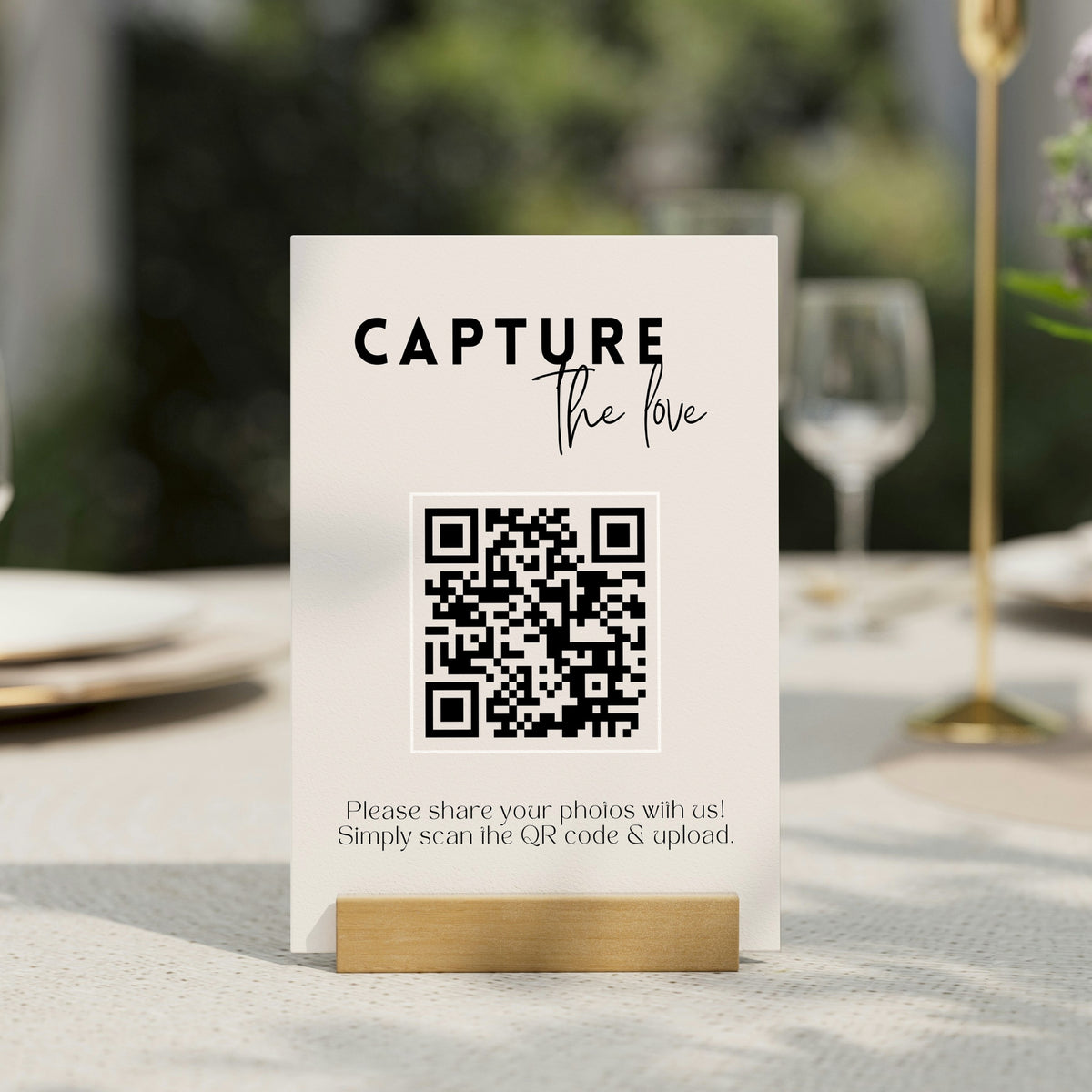 modern guest photo sharing QR code sign - personalised wedding reception sign