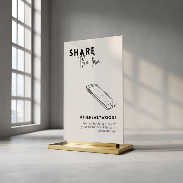 modern Wedding Hashtag Sign for Reception Display - Personalised wedding hashtag social media sign