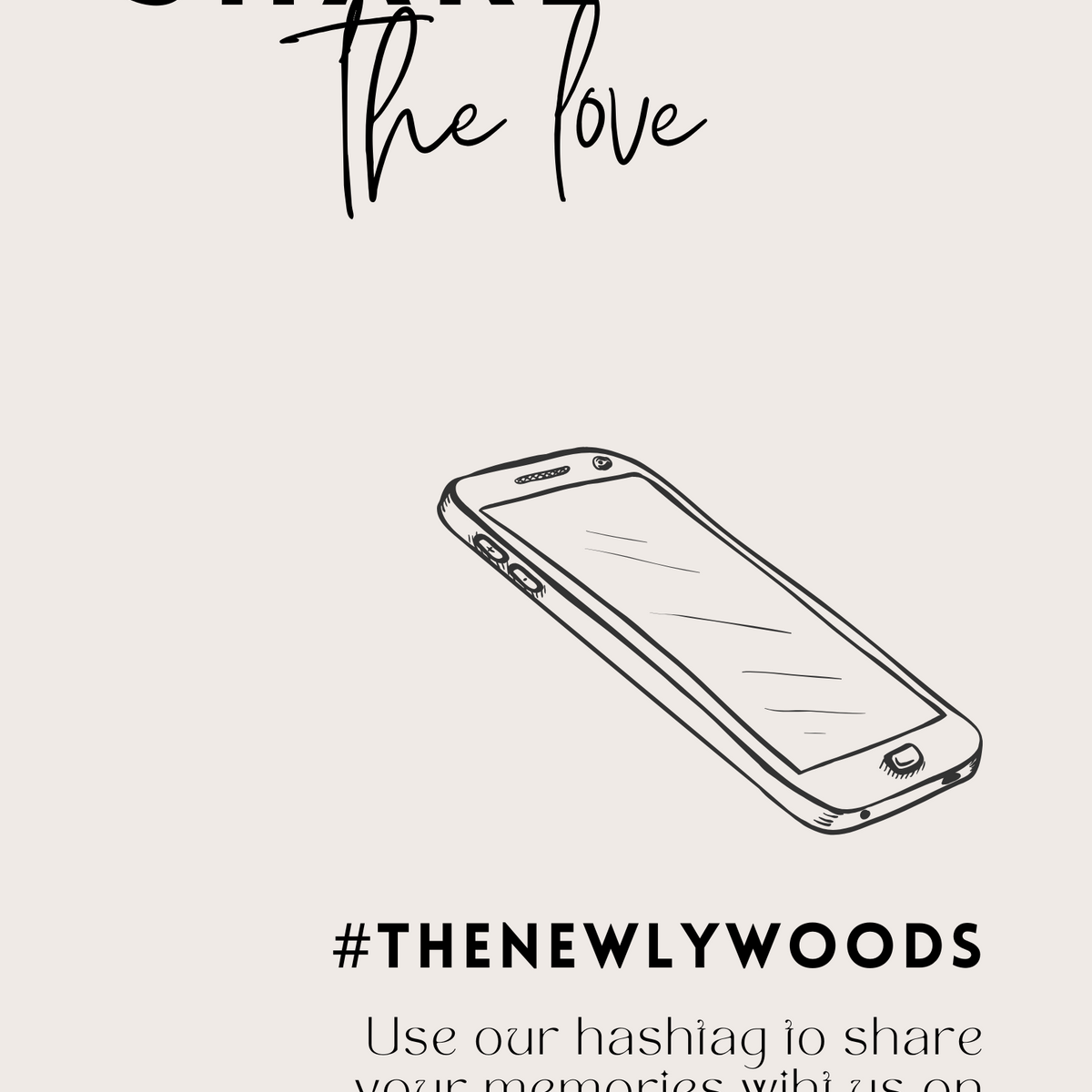 modern Wedding Hashtag Sign for Reception Display - Personalised wedding hashtag social media sign