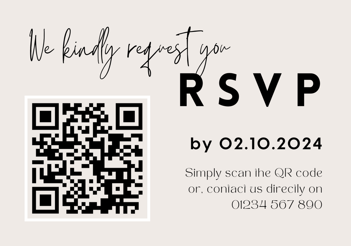 modern wedding RSVP with QR - personalised wedding RSVPs invitations