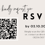 modern wedding RSVP with QR - personalised wedding RSVPs invitations