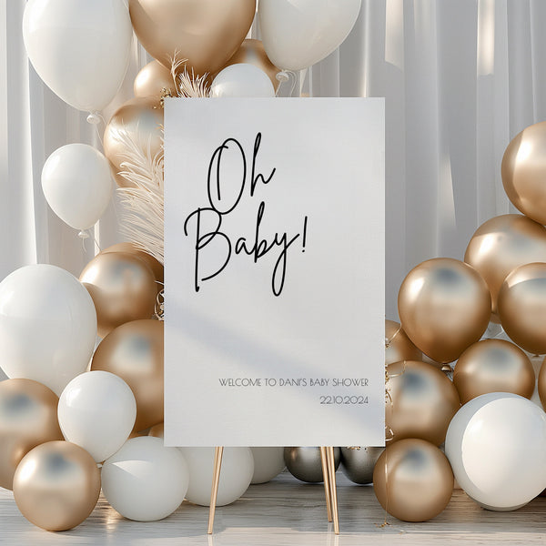 Monochrome "Oh Baby!" Baby Shower Welcome Sign