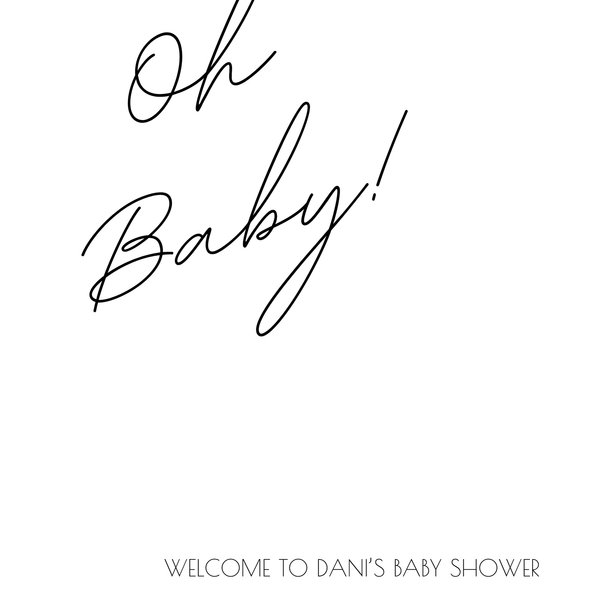 Monochrome Delicate Baby Shower "Oh Baby!" Welcome Sign