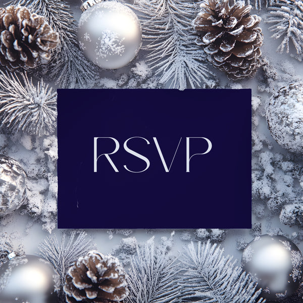 Navy Blue QR Code RSVP for wedding - winter wedding RSVP cards - custom RSVP cards