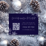 snowflakes navy blue QR Code RSVP for wedding - winter wedding RSVP cards - custom RSVP cards