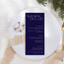 navy blue wedding menu - custom wedding menu for winter wedding - personalised wedding menu UK