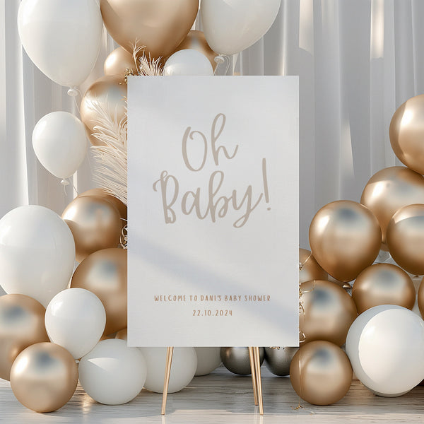 Neutral "Oh Baby!" Baby Shower Welcome Sign