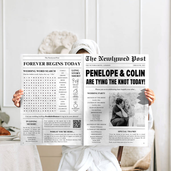 personalised wedding newspaper - customizable wedding newspaper programme