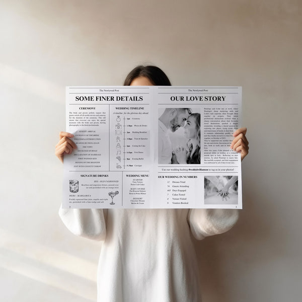 personalised wedding newspaper - customizable wedding newspaper programme