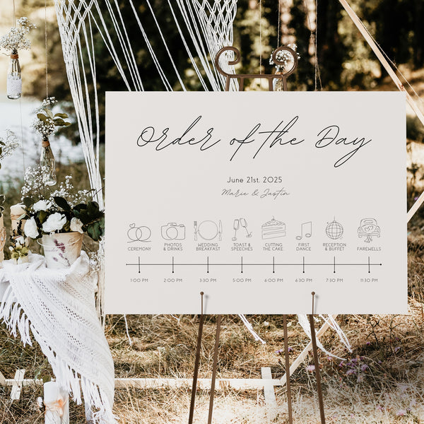 dreamy order of the day wedding sign - elegant order of event sign for wedding