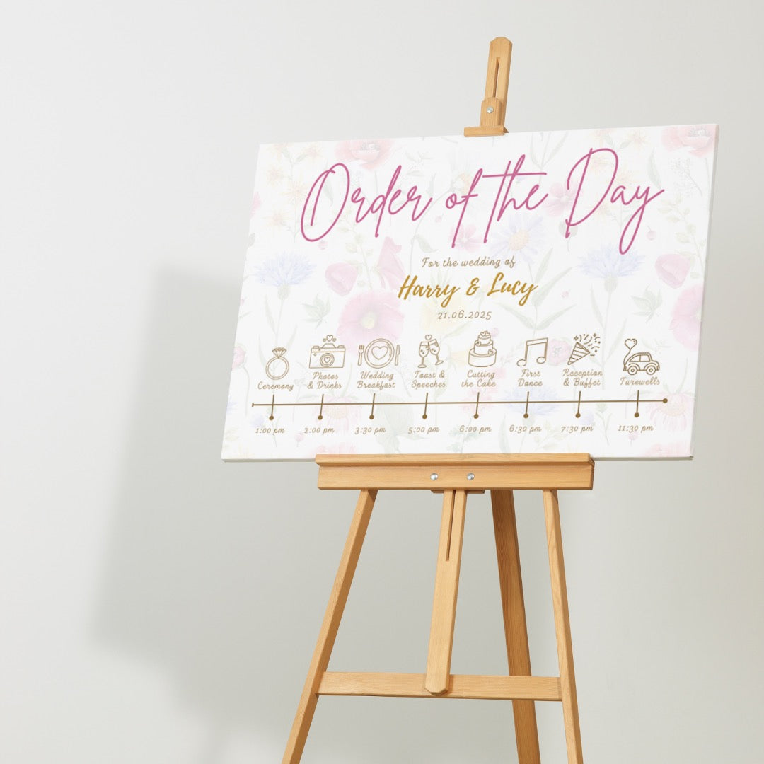 garden party order of the day sign - custom wedding order of the day sign