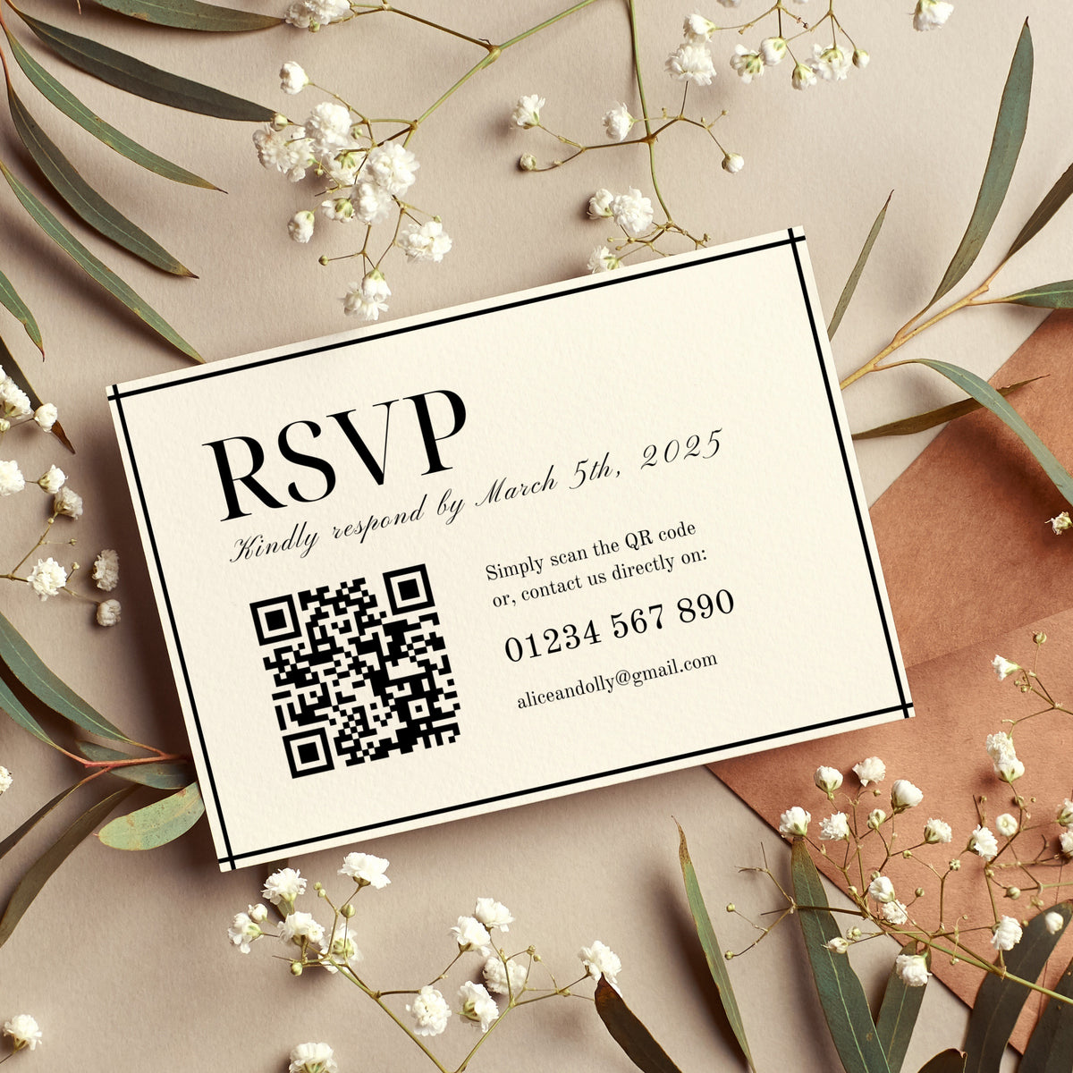 Old Money Wedding RSVP with QR Code