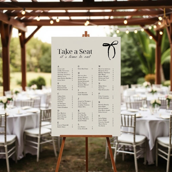 Old Money Alphabetical Seating Plan Sign