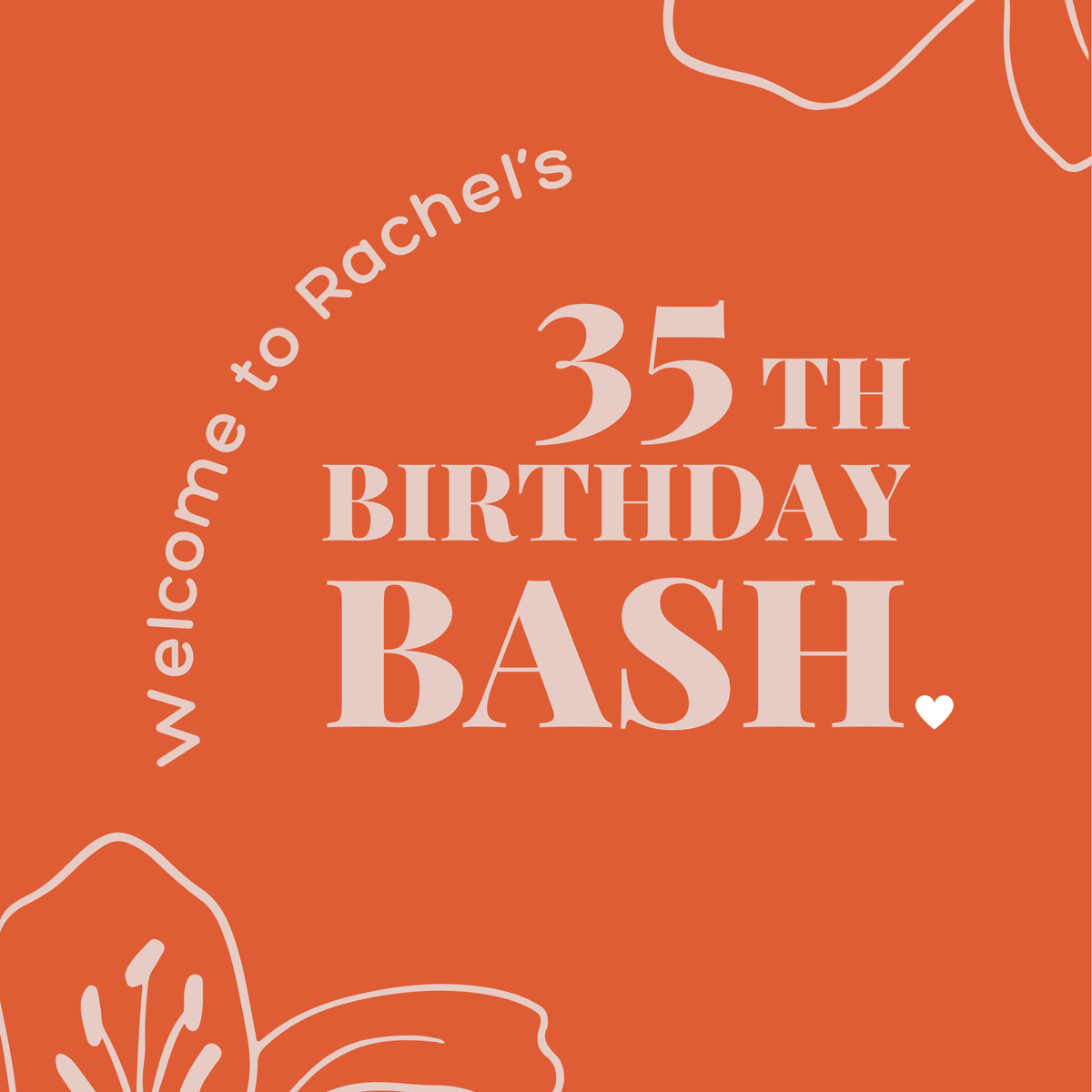 Birthday Welcome Sign - Burnt Orange Abstract