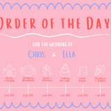 pink and red abstract order of the day weddign sign - personalised wedding signs