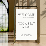 minimalist pick a seat not a side wedding sign - afforable personalised wedding ceremony signs