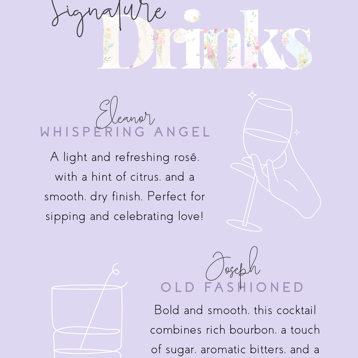 Pastels Signature Drinks Sign