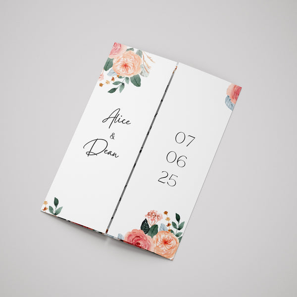 Pink & Peach Floral Gatefold Wedding Invitations