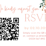 peach and pink floral wedding RSVP with QR - personalised wedding RSVPs invitations