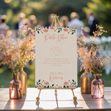 peach floral polite notice wedding sign - Polite notice card for wedding display - luxury wedding signage