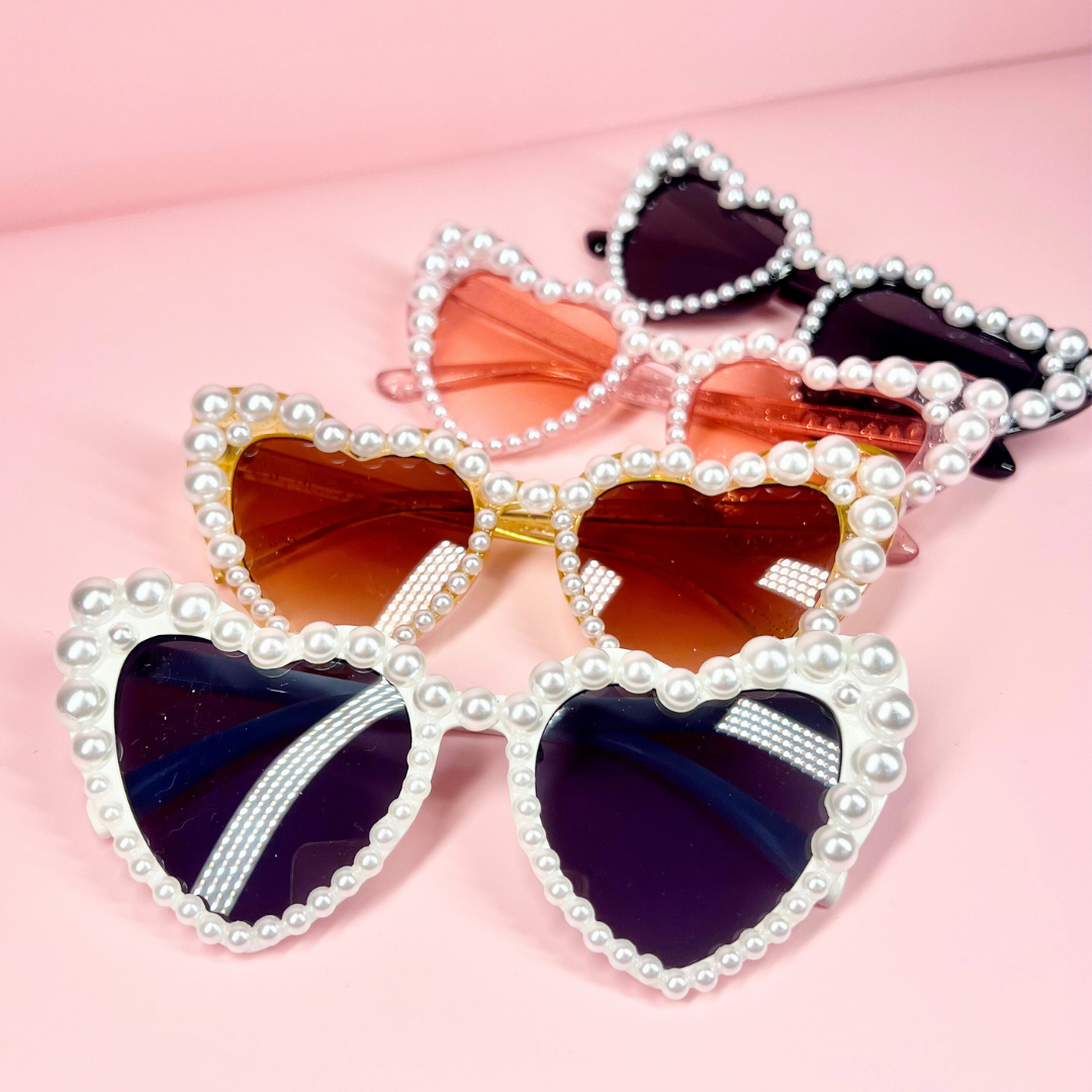 pearl embellished heart shaped sunglasses - bride sunglasses