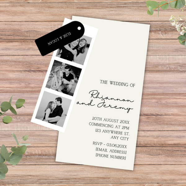 photo strip wedding invites - affordable wedding invitations personalised