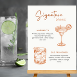 burnt orange signature drinks sign - affordable personalised wedding signs