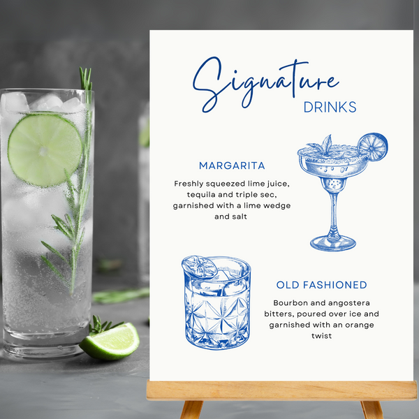 Royal Blue Signature Drinks Sign