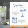 royal blue signature drinks sign - affordable personalised wedding signs