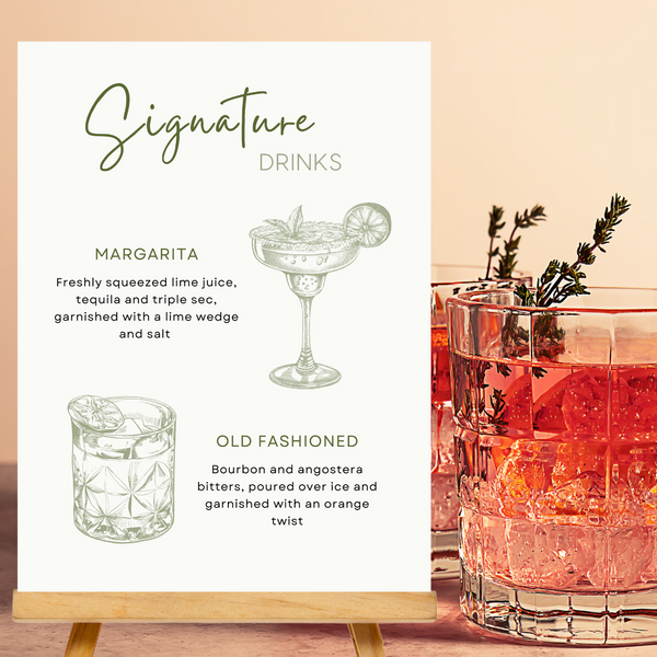 Sage Green Signature Drinks Sign