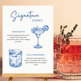 royal blue signature drinks sign - affordable personalised wedding signs