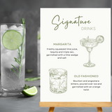 sage green signature drinks sign - affordable personalised wedding signs