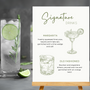 sage green signature drinks sign - affordable personalised wedding signs