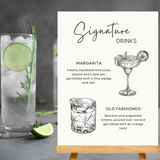 timeless white signature drinks sign - affordable personalised wedding signs