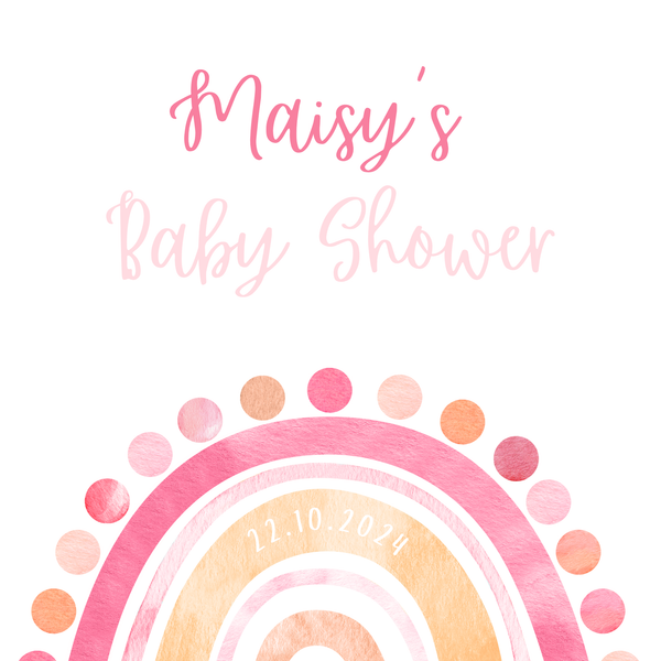 Pink Boho Rainbow Baby Shower Welcome Sign