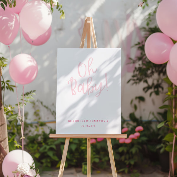 Pink "Oh Baby!" Baby Shower Welcome Sign