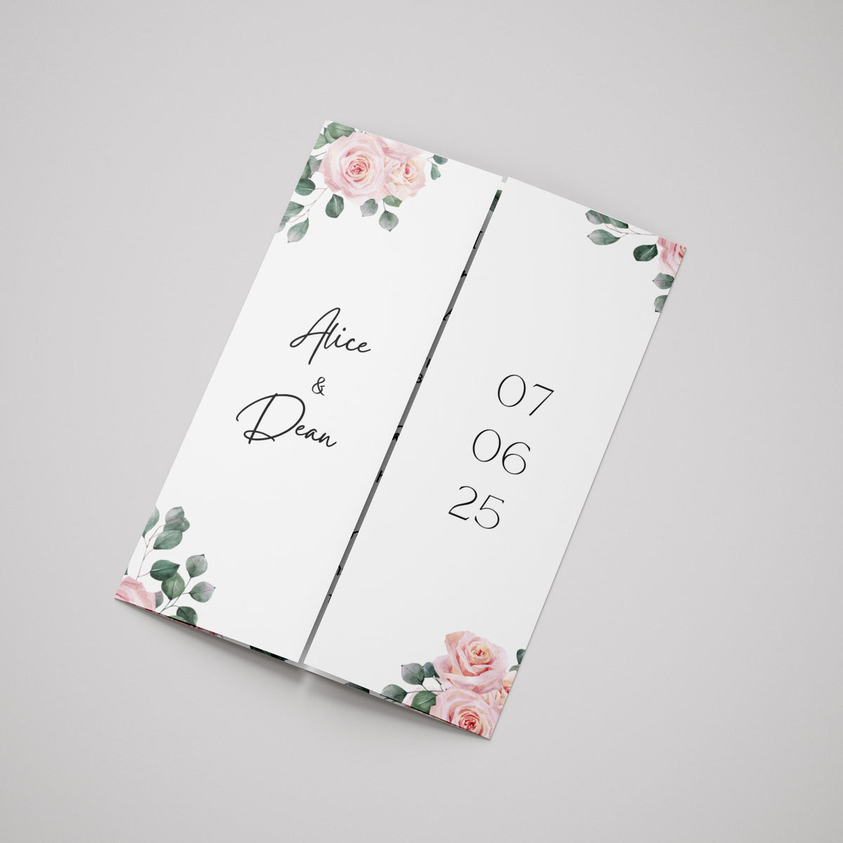 Pink Roses Floral Gatefold Wedding Invitations