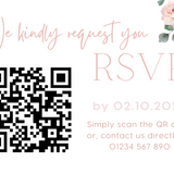 pink roses floral wedding RSVP with QR - personalised wedding RSVPs invitations