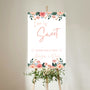 pink and peach floral wedding sweet table sign - personalised love is sweet sign 