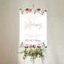 pink and peach floral in loving memory table sign - affordable personalised wedding signs
