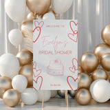 pink and red hearts bridal shower sign - personalised bridal shower signs UK