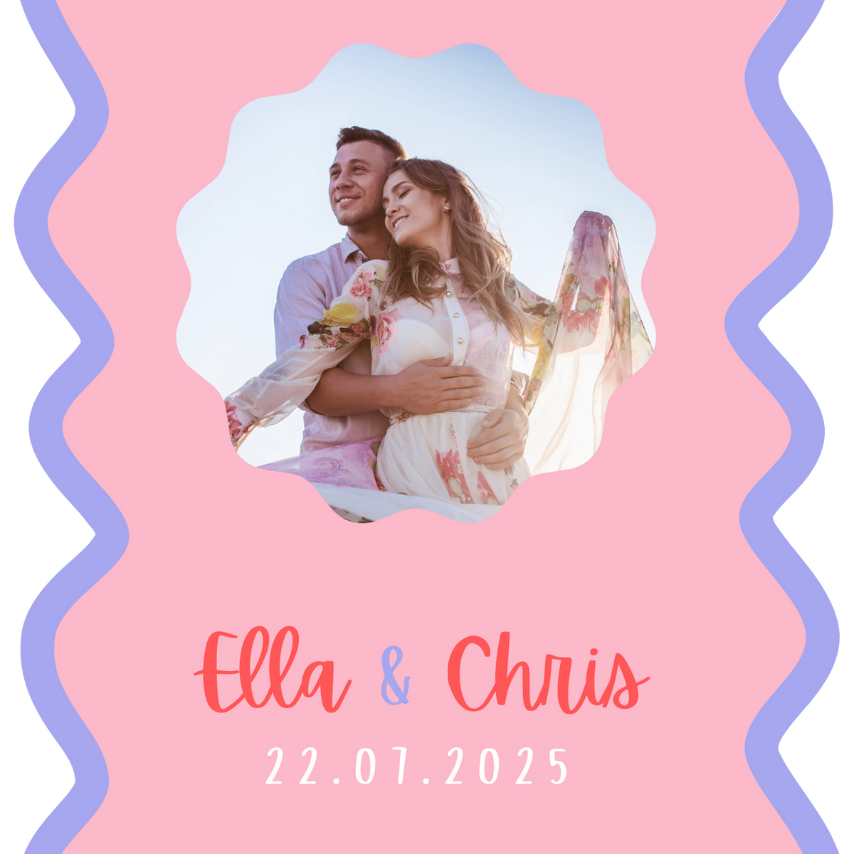 pink and red abstract wedding save the date - affordable custom wedding invites