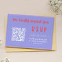 pink and red abstract wedding RSVP with QR - personalised wedding RSVPs invitations