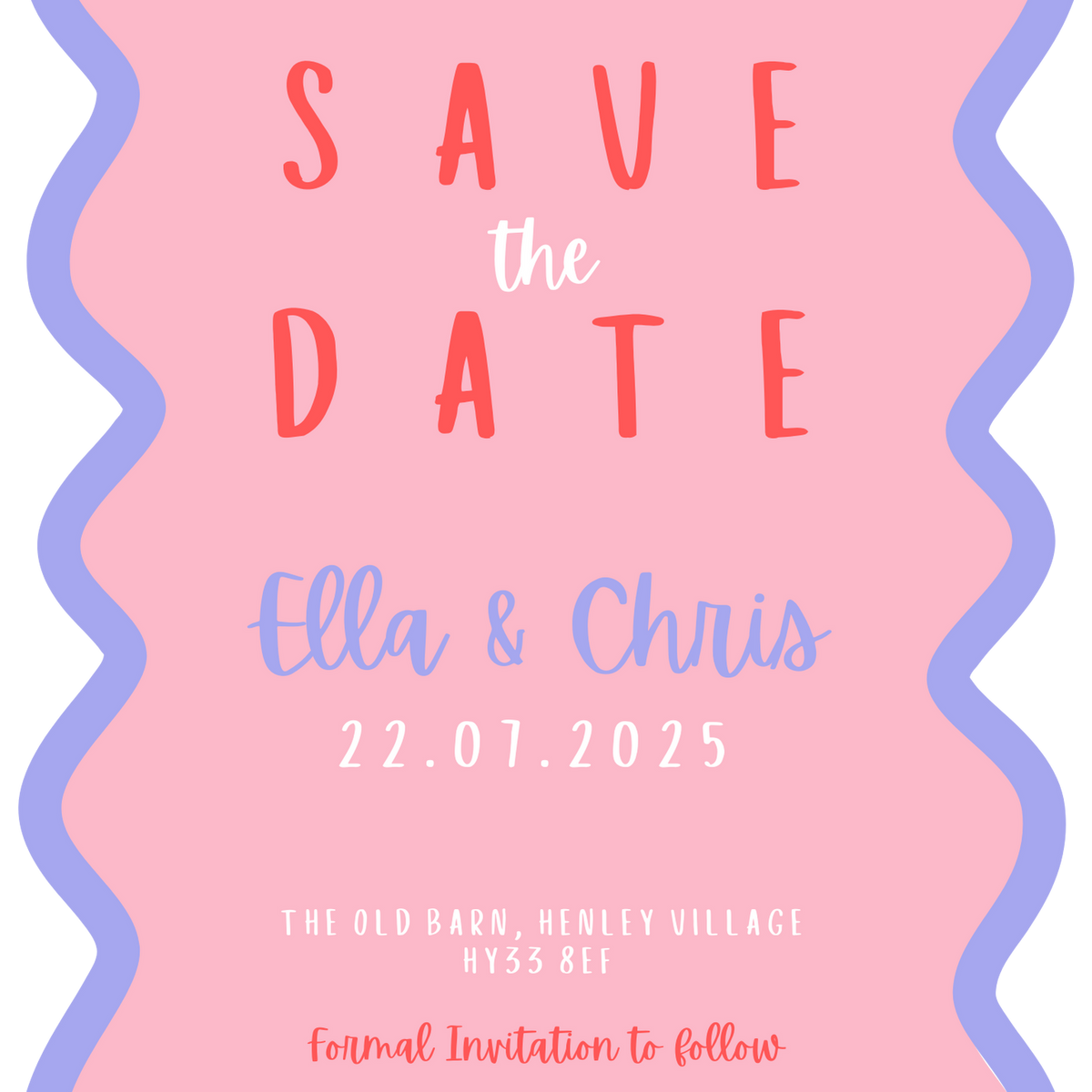 pink and red abstract wedding save the date - affordable custom wedding invites